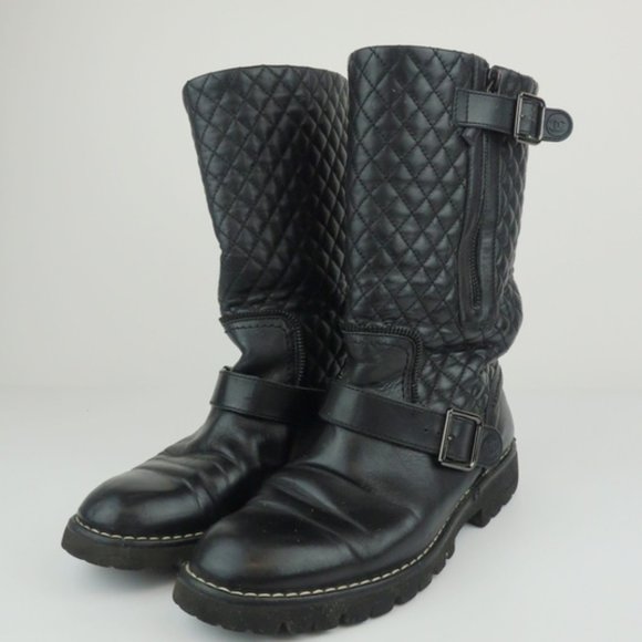 CHANEL Shoes - Chanel Quilted Leather Motorcycle Boots